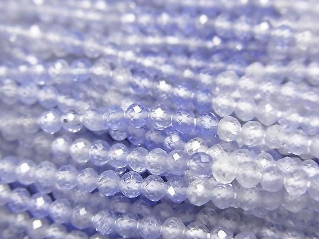 【動画】【素晴らしい輝き】宝石質タンザナイトAAA セミラウンドカット2mm 半連/1連(約30cm)の画像