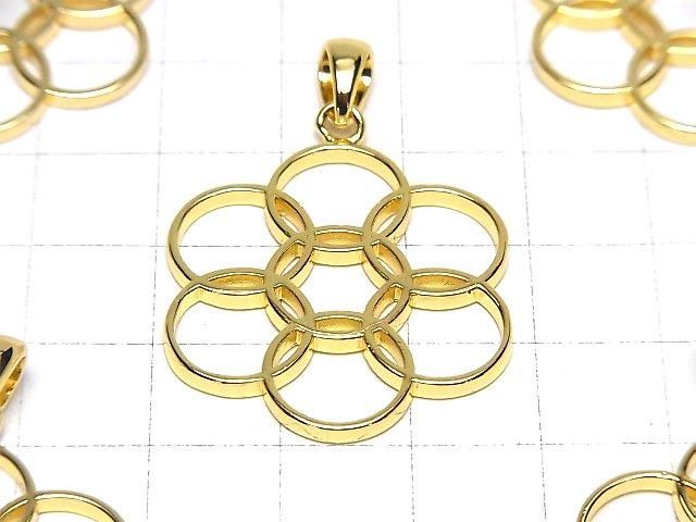 メタルパーツ ペンダントトップ 【エッグオブライフ】 30mm ゴールドカラー 1個 サムネイル2