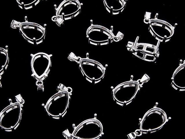 【動画】Silver925 ペンダント空枠 ペアシェイプファセットカット12×8mm ロジウム 1個 サムネイル3