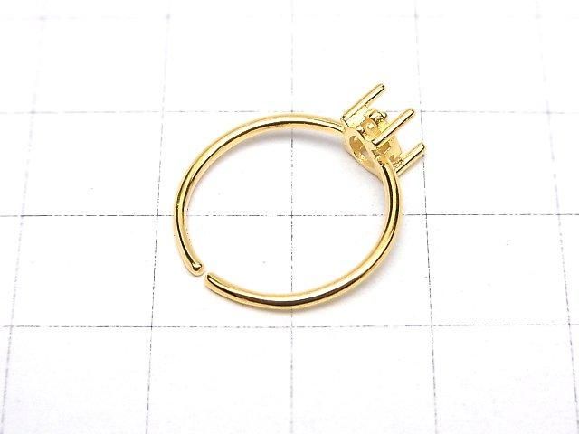 【動画】Silver925 リング空枠(爪留め)ペアシェイプファセットカット6×4mm 18KGP フリーサイズ 1個 サムネイル3