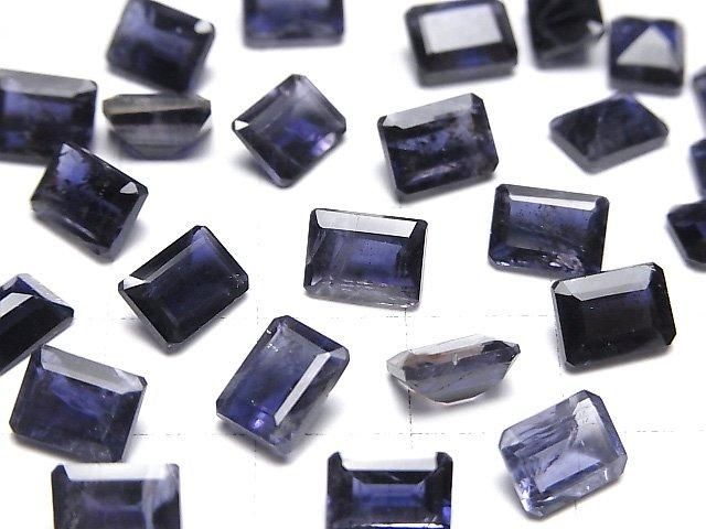 【動画】宝石質アイオライトAAA- ルース レクタングルファセットカット8×6mm 2粒 サムネイル3