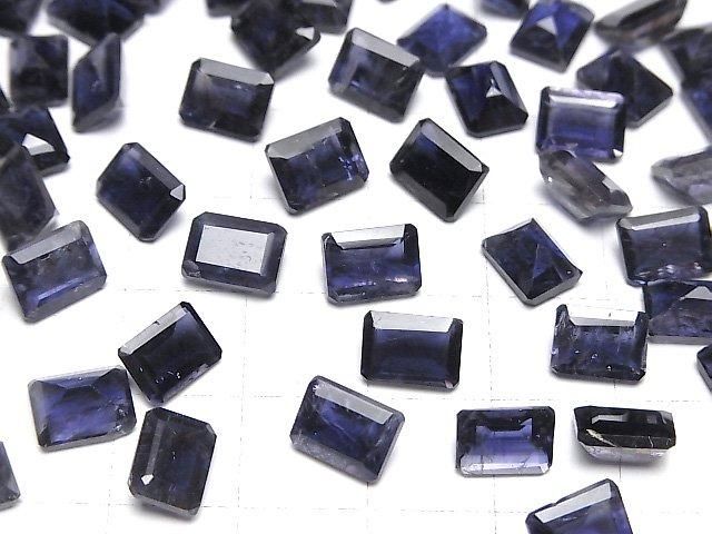 【動画】宝石質アイオライトAAA- ルース レクタングルファセットカット8×6mm 2粒 サムネイル4