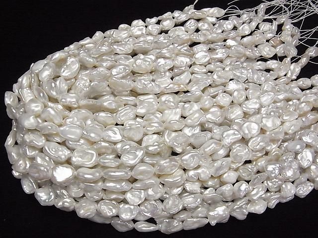 【動画】淡水真珠 ケシパールAA++ バロック10~19mm ホワイト 1連(約37cm) サムネイル4
