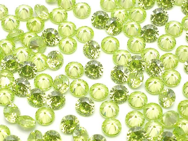 【動画】キュービックジルコニアAAA ルース ラウンドファセットカット3×3mm 【ライム】 10粒の画像