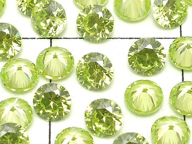 【動画】キュービックジルコニアAAA ルース ラウンドファセットカット3×3mm 【ライム】 10粒 サムネイル2