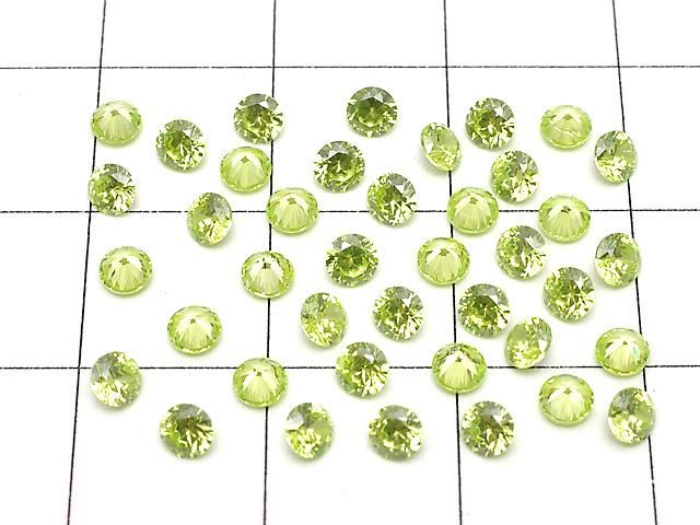 【動画】キュービックジルコニアAAA ルース ラウンドファセットカット3×3mm 【ライム】 10粒 サムネイル4
