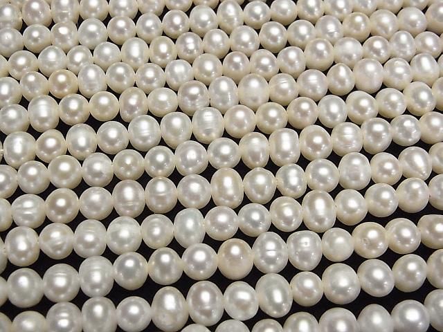 【動画】淡水真珠AA+ ポテト6~7mm ホワイト 【1mm穴】 1連(約34cm) サムネイル3