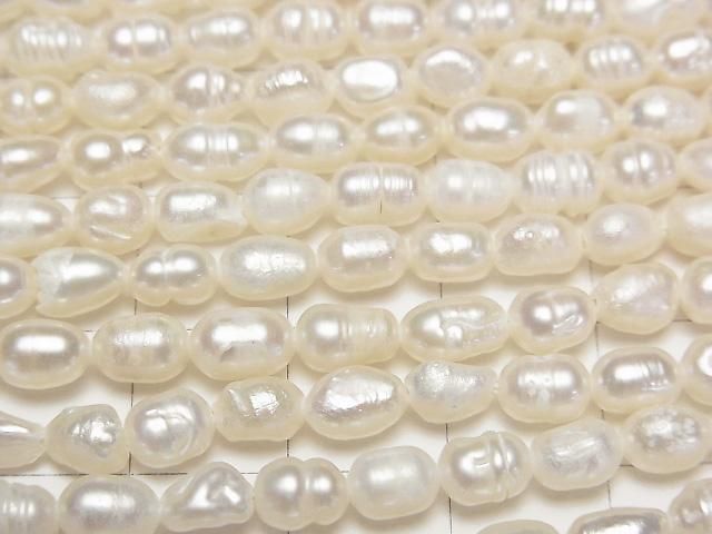 【動画】淡水真珠AA ライス〜バロック6×4×4mm ホワイト 1連(約33cm) サムネイル2