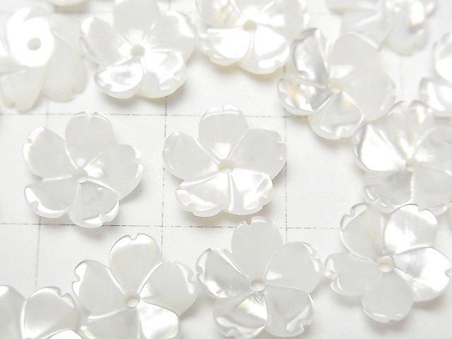 【動画】高品質ホワイトシェル(白蝶貝)AAA 立体フラワー 10mm 中央穴 4枚 サムネイル2