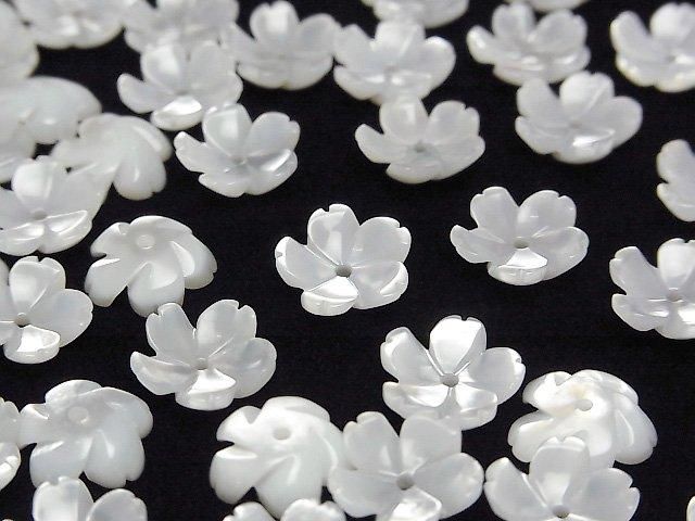 【動画】高品質ホワイトシェル(白蝶貝)AAA 立体フラワー 10mm 中央穴 4枚 サムネイル3