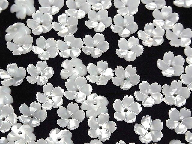 【動画】高品質ホワイトシェル(白蝶貝)AAA 立体フラワー 10mm 中央穴 4枚 サムネイル4