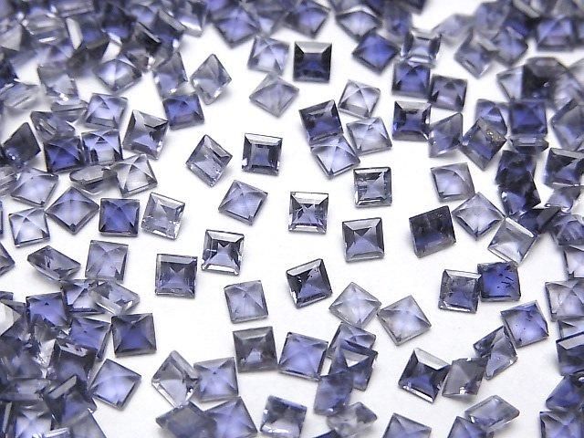 【動画】宝石質アイオライトAAA ルース スクエアファセットカット3×3mm 10粒の画像