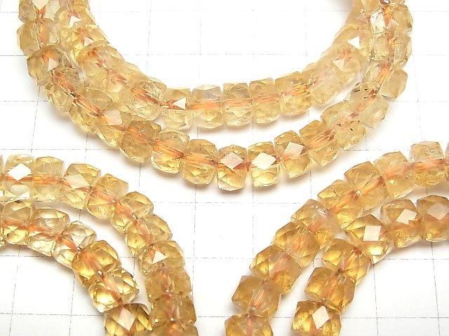 【動画】【素晴らしい輝き】宝石質シトリンAAA- ボタンカット8×8×5mm 【ライトカラー】 1連(ブレス) サムネイル3
