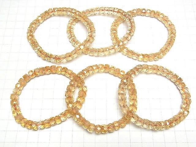【動画】【素晴らしい輝き】宝石質シトリンAAA- ボタンカット8×8×5mm 【ライトカラー】 1連(ブレス) サムネイル4