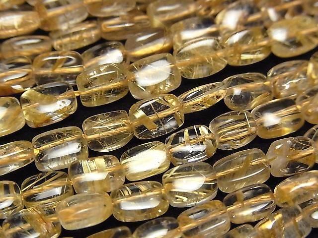 【動画】ルチルクォーツAA++ レクタングル7×5mm 半連/1連(約38cm)の画像