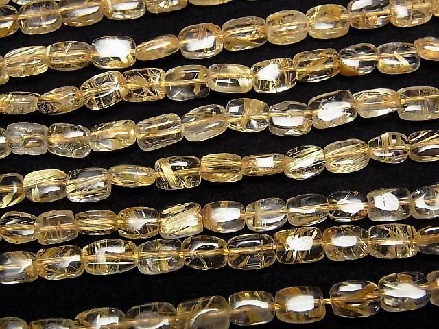 【動画】ルチルクォーツAA++ レクタングル7×5mm 半連/1連(約38cm) サムネイル3