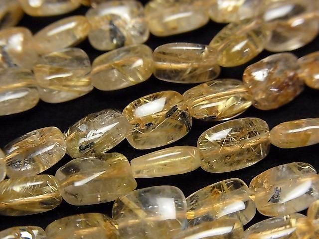 【動画】ルチルクォーツAA++ レクタングル8×6mm 半連/1連(約38cm)の画像