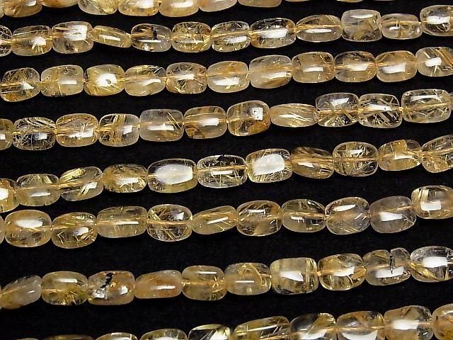 【動画】ルチルクォーツAA++ レクタングル8×6mm 半連/1連(約38cm) サムネイル3