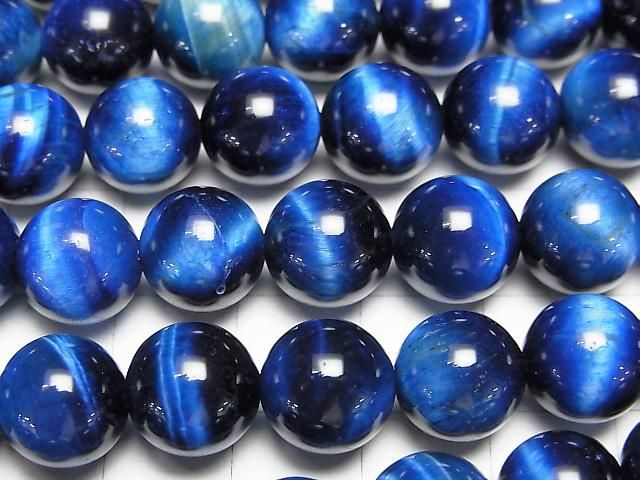 【動画】ブルーカラータイガーアイAAA- ラウンド10mm 半連/1連(約36cm) サムネイル2