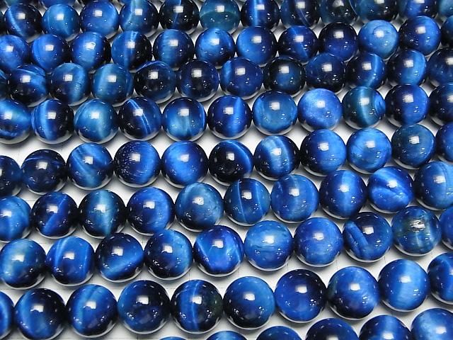 【動画】ブルーカラータイガーアイAAA- ラウンド10mm 半連/1連(約36cm) サムネイル3