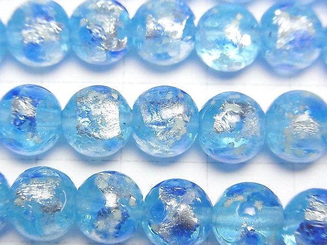 【動画】とんぼ玉 ラウンド8mm 【ブルー×ライトブルー/蓄光タイプ】 1/4連~1連(約36cm) サムネイル2