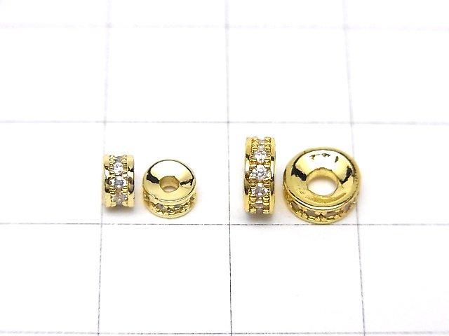 メタルパーツ ロンデル【4mm】【6mm】 ゴールドカラー(CZ付) 2個 サムネイル2