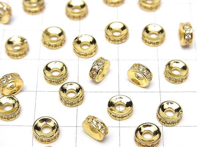 メタルパーツ ロンデル【4mm】【6mm】 ゴールドカラー(CZ付) 2個 サムネイル3