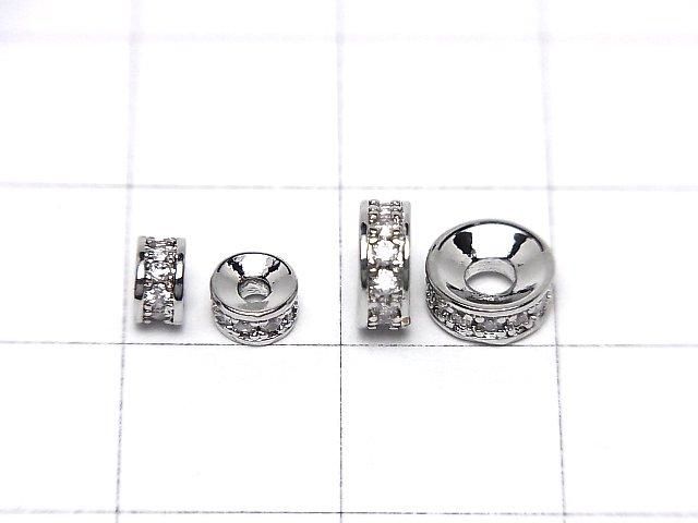 メタルパーツ ロンデル【4mm】【6mm】 シルバーカラー(CZ付) 2個 サムネイル2