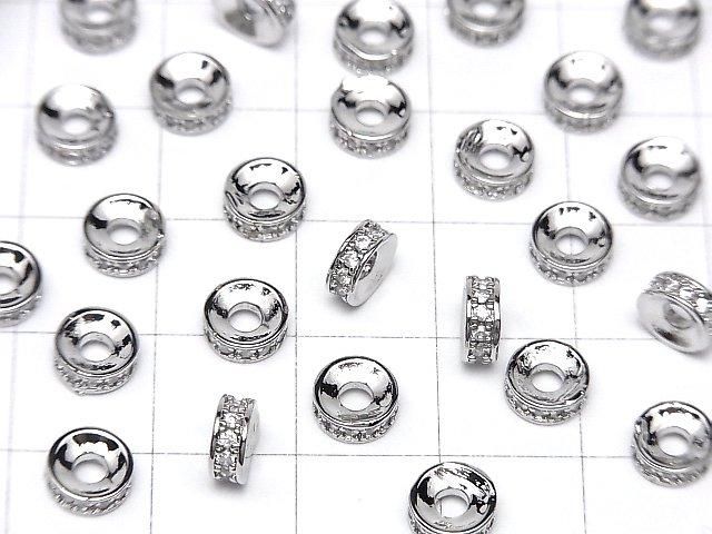 メタルパーツ ロンデル【4mm】【6mm】 シルバーカラー(CZ付) 2個 サムネイル3