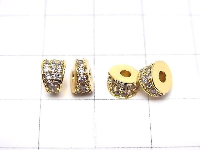 メタルパーツ 変形ロンデル6mm(CZ付) ゴールドカラー 2個 サムネイル2