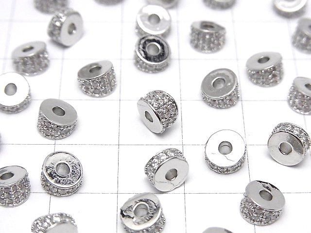 メタルパーツ 変形ロンデル6mm(CZ付) シルバーカラー 2個 サムネイル3