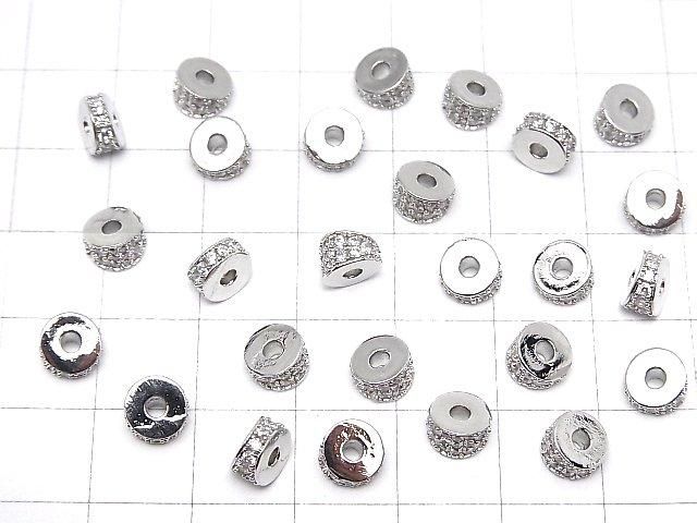 メタルパーツ 変形ロンデル6mm(CZ付) シルバーカラー 2個 サムネイル4