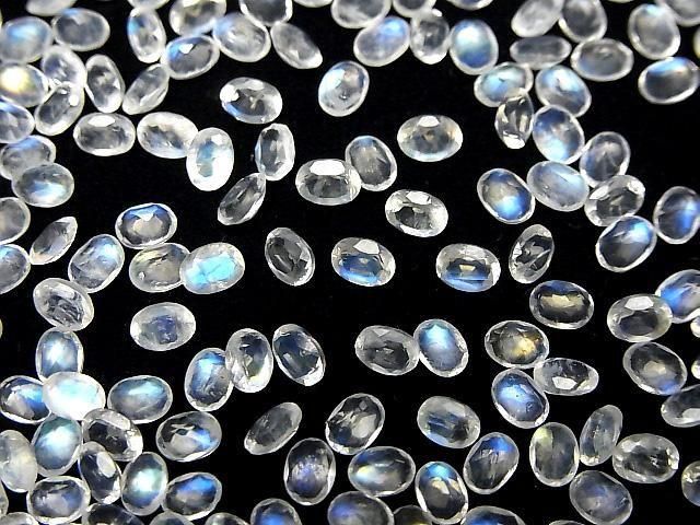 【動画】宝石質レインボームーンストーンAAA- ルース オーバルファセットカット4×3mm 10粒の画像