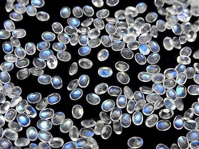 【動画】宝石質レインボームーンストーンAAA- ルース オーバルファセットカット4×3mm 10粒 サムネイル4