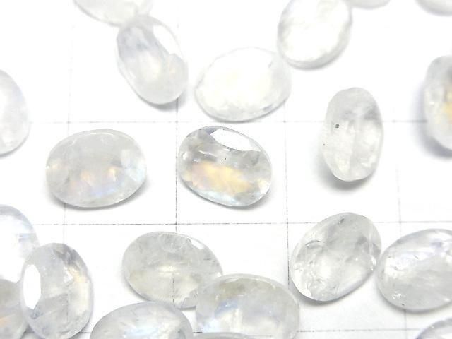 【動画】宝石質レインボームーンストーンAAA- ルース オーバルファセットカット9×7mm 2粒 サムネイル2