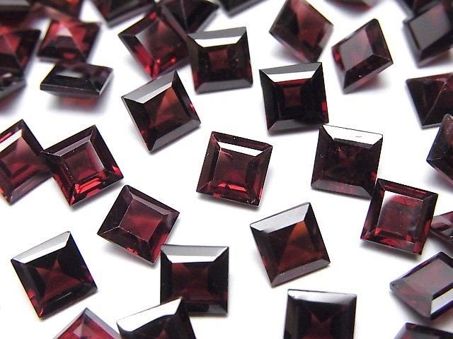 【動画】宝石質モザンビーク産ガーネットAAA ルース スクエアファセットカット6×6mm 5粒の画像