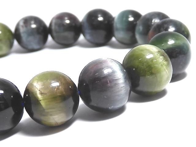 【動画】【1点もの】トルマリンキャッツアイ ラウンド11mm 1連(ブレス) NO.11の画像