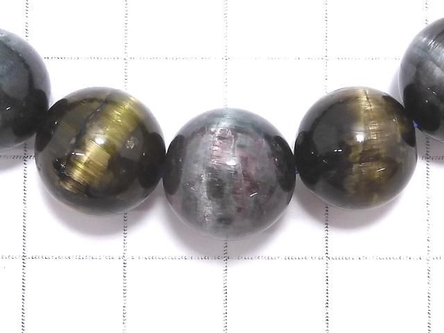 【動画】【1点もの】トルマリンキャッツアイ ラウンド12.5mm 1連(ブレス) NO.12 サムネイル3