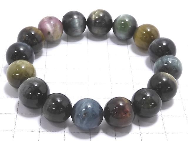 【動画】【1点もの】トルマリンキャッツアイ ラウンド13mm 1連(ブレス) NO.13 サムネイル4