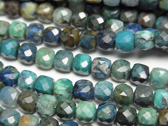 【動画】【素晴らしい輝き】クリソコラAA+ キューブカット4×4×4mm 半連/1連(約37cm)の画像
