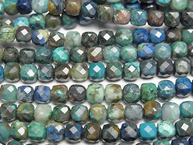 【動画】【素晴らしい輝き】クリソコラAA+ キューブカット4×4×4mm 半連/1連(約37cm) サムネイル2