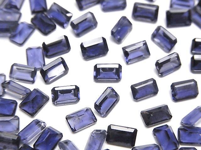 【動画】宝石質アイオライトAAA- ルース レクタングルファセットカット6×4mm 5粒の画像