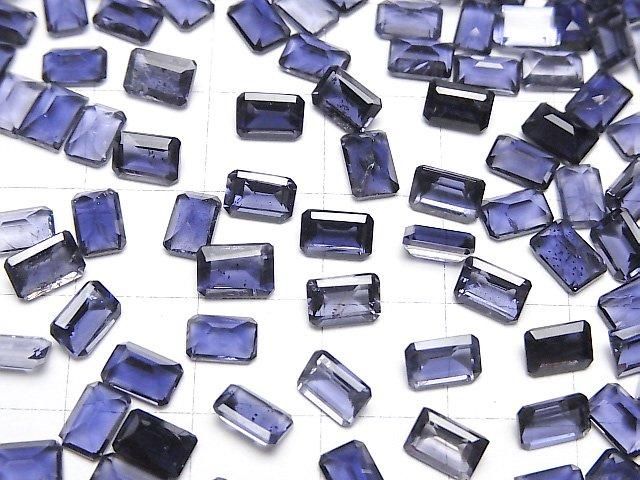 【動画】宝石質アイオライトAAA- ルース レクタングルファセットカット6×4mm 5粒 サムネイル4