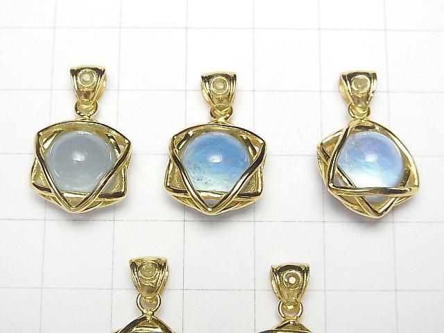 【動画】アクアマリンAAA- 10mm球入りスター形モルダバイト付きペンダントトップ 18KGP製 1個 サムネイル3