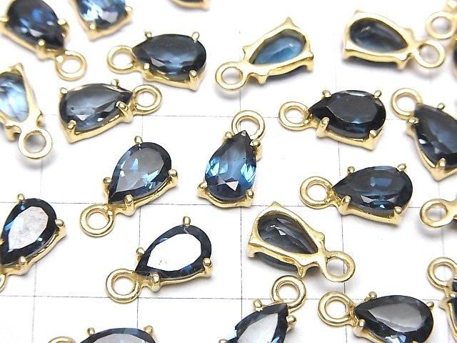 【動画】宝石質ロンドンブルートパーズAAA 枠留めペアシェイプファセットカット8×5mm 18KGP 1個 サムネイル3