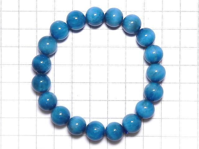 【動画】【1点もの】ブルーアパタイトAAA- ラウンド10.5mm 1連(ブレス) NO.108 サムネイル2