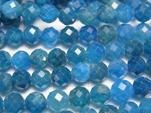 【動画】【素晴らしい輝き】ブルーアパタイトAA++ 64面ラウンドカット6mm 1連(約36cm) サムネイル2