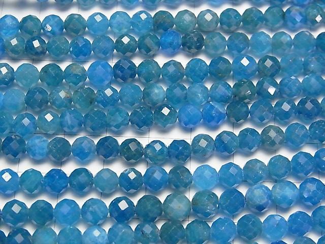 【動画】【素晴らしい輝き】ブルーアパタイトAA++ 64面ラウンドカット6mm 1連(約36cm) サムネイル3