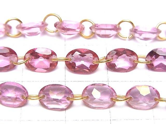 【動画】宝石質ピンクトパーズAAA オーバルファセットカット8×6mm 【ダブルホール】 1連(9粒) サムネイル2