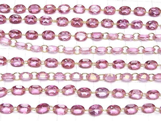 【動画】宝石質ピンクトパーズAAA オーバルファセットカット8×6mm 【ダブルホール】 1連(9粒) サムネイル4